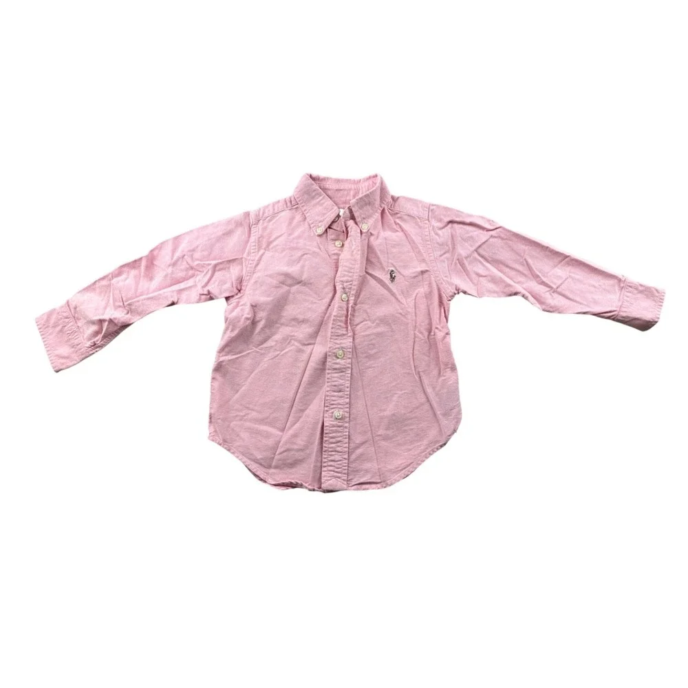 Ralph Lauren Blake Oxford Dress Shirt Kids 2/2T Pink 100% Cotton Formal Party‎
